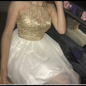 gold and white formal dress worn once